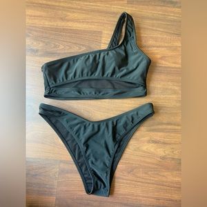 Black one shoulder bikini set